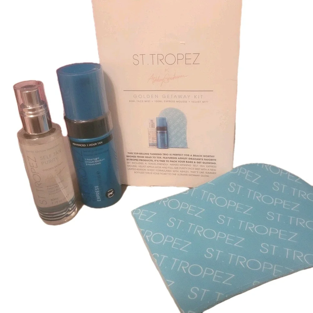 St. Tropez Self Tan Golden Getaway Kit 3-Piece Face Mist, Mousse, & Mitt Set New